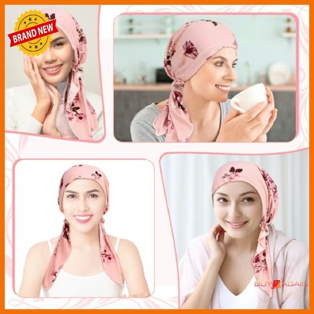 6-Pack Pre-Tied Chemo Headwear Turbans, Stretch Polyester, One Size - Picture 6 of 8